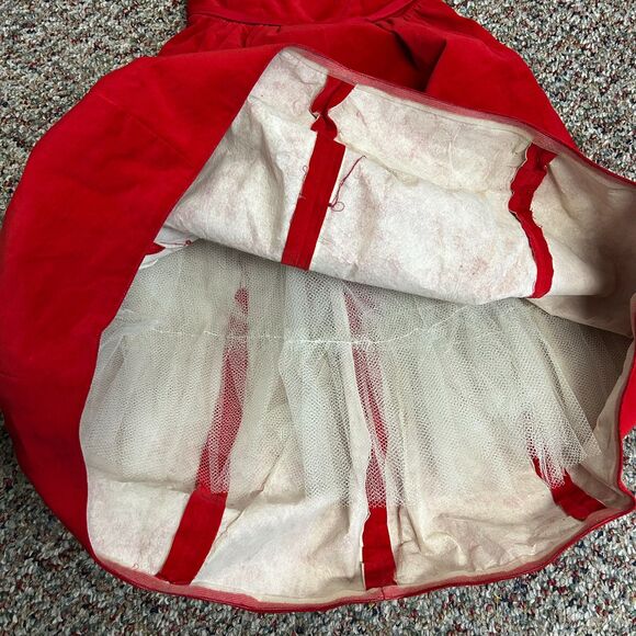 Vintage 1960s Red Velvet Fit & Flare Party Cocktail Dress W/Pillbox Hat Size XS - Picture 9 of 16